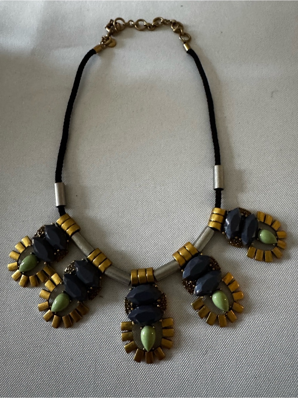 J. Crew Black, And Periwinkle Color Stones & Olive Color
